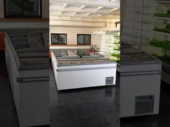 Congelatore del supermercato con sistema di raffreddamento statico e porta scorrevole in vetro