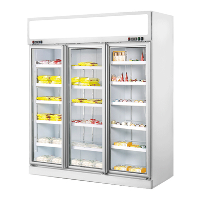 Congelatore commerciale verticale con la porta di vetro lustrata triplo Frameless