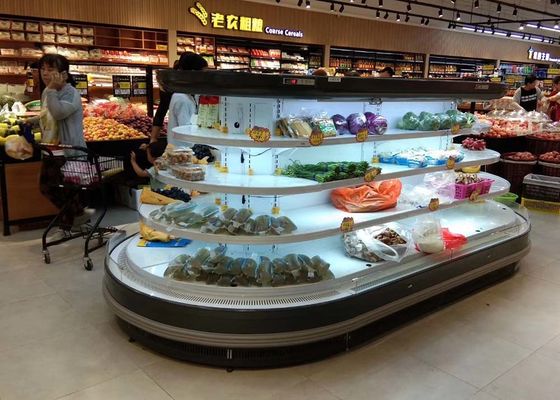 Dispositivo di raffreddamento aperto Multideck dell'esposizione dell'isola ovale verticale dei semi