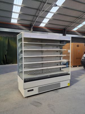 Fan del negozio di alimentari che raffredda il frigorifero aperto 1100L dell'esposizione con la tenda di notte