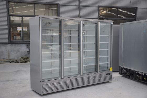 Refrigeratore dritto della porta di vetro del supermercato quattro con il termostato di Danfoss Digital