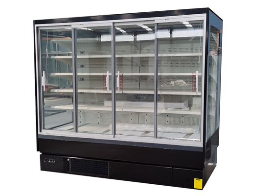 Refrigeratore di raffreddamento arieggiato di Multideck con il risparmio energetico delle porte di vetro di scivolamento