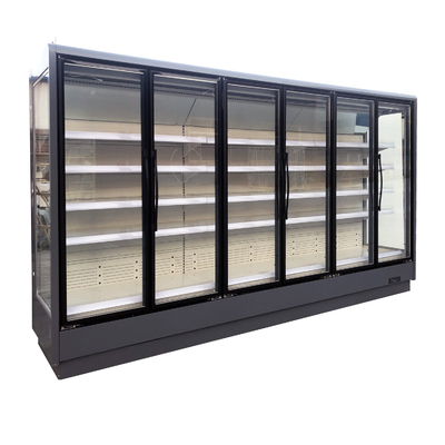 Multidecks refrigerato supermercato con le porte di vetro dell'anti nebbia lustrate doppio