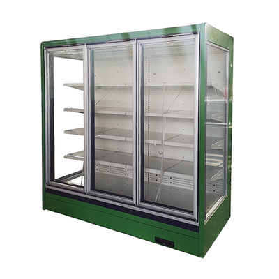 Multideck su misura che fa scorrere/ha munito l'armadietto di cardini di esposizione di vetro della porta con le doppie porte di vetro antinebbia lustrate Frameless
