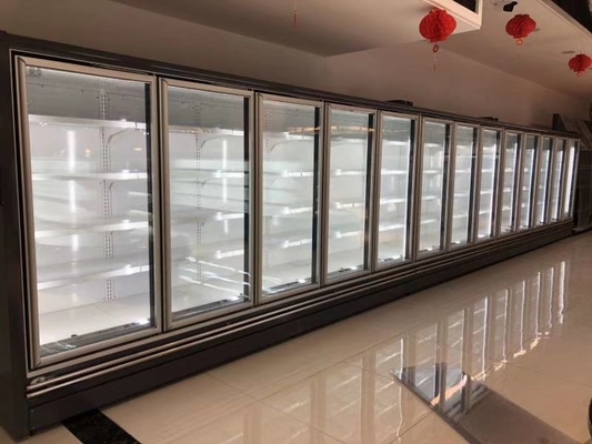 Multideck su misura 2 porte di vetro visualizza l'armadio frigorifero con le porte di vetro antinebbia lustrate il triplo Frameless