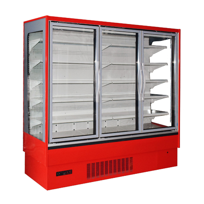 Il frigorifero fronteggiato dritto commerciale di Multideck con il verticale interno LED si accende per l'esposizione degli alimenti congelata supermercato