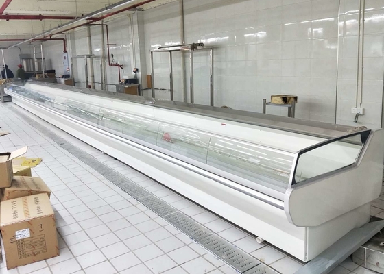 Carne aperta di raffreddamento di Front Curved Glass For Fresh del frigorifero del supermercato del fan