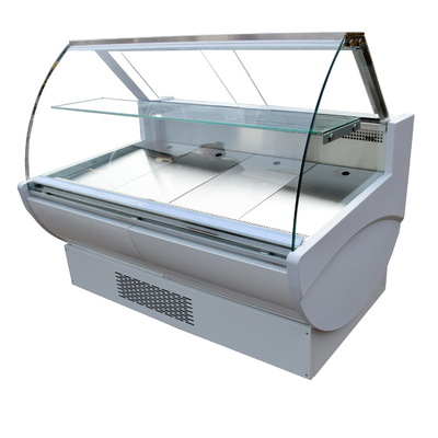 Armadio frigorifero commerciale del pesce con su giù Front Curved Glass Doors